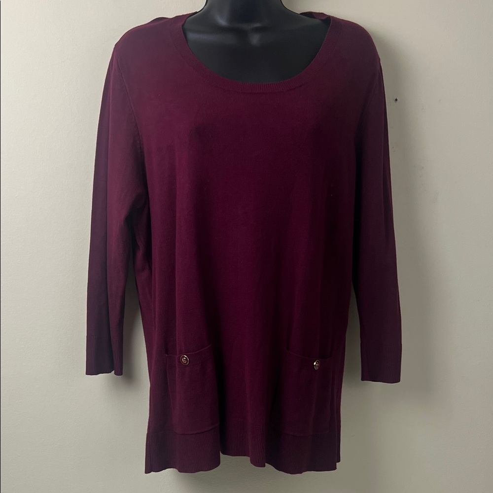 Women's Burgundy Crew Neck Sweater